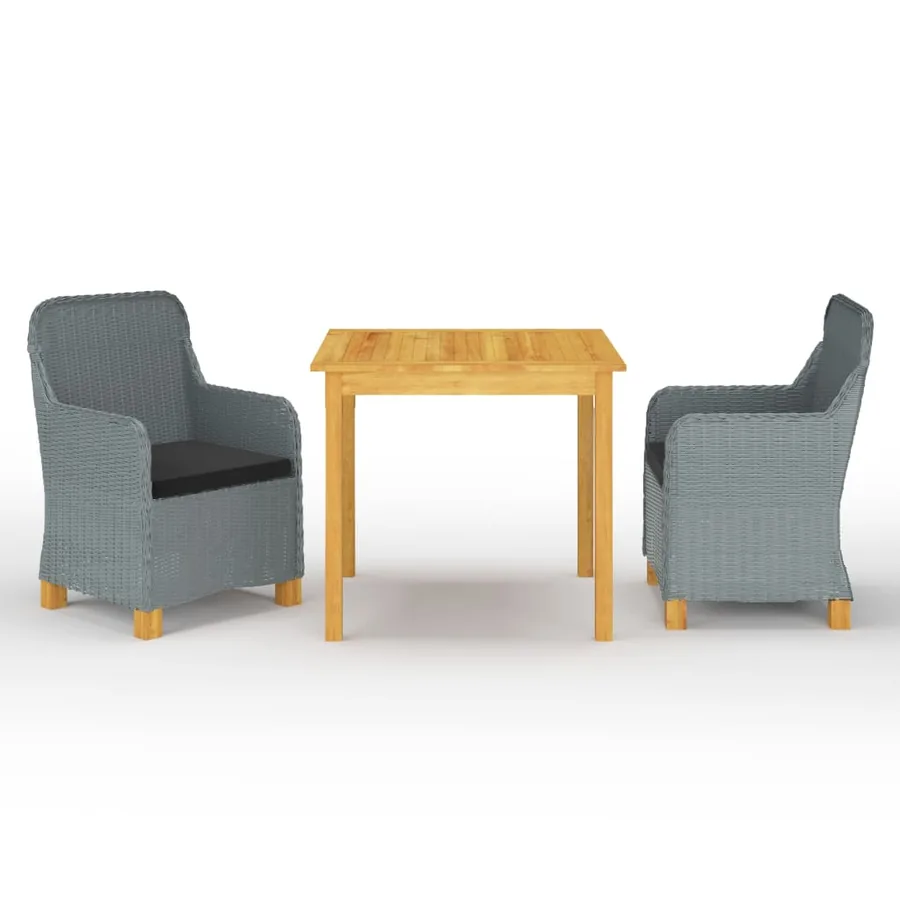 Ensemble à manger de jardin 3 pcs Gris clair