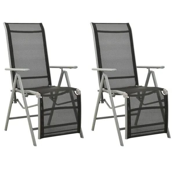 Chaises de jardin lot de 2 Textilène et aluminium Argenté