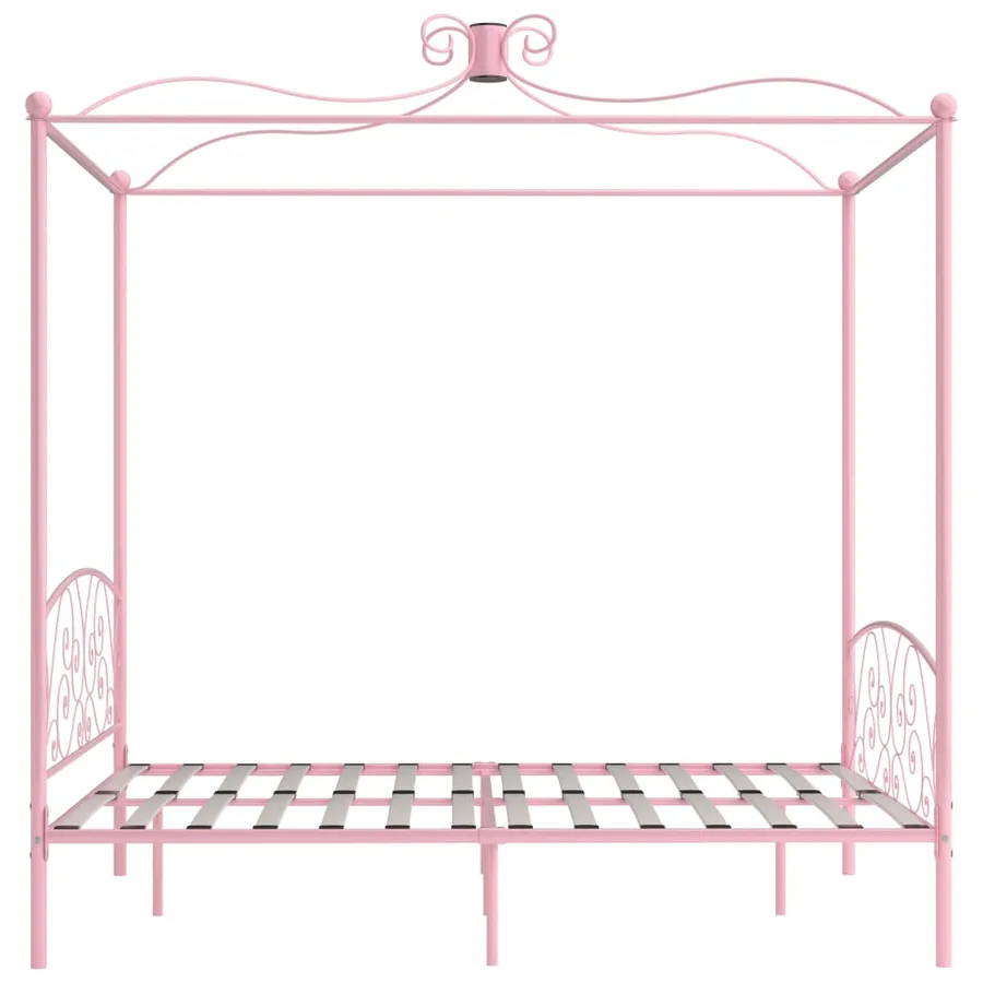 Cadre de lit à baldaquin sans matelas rose métal 160x200 cm - 4