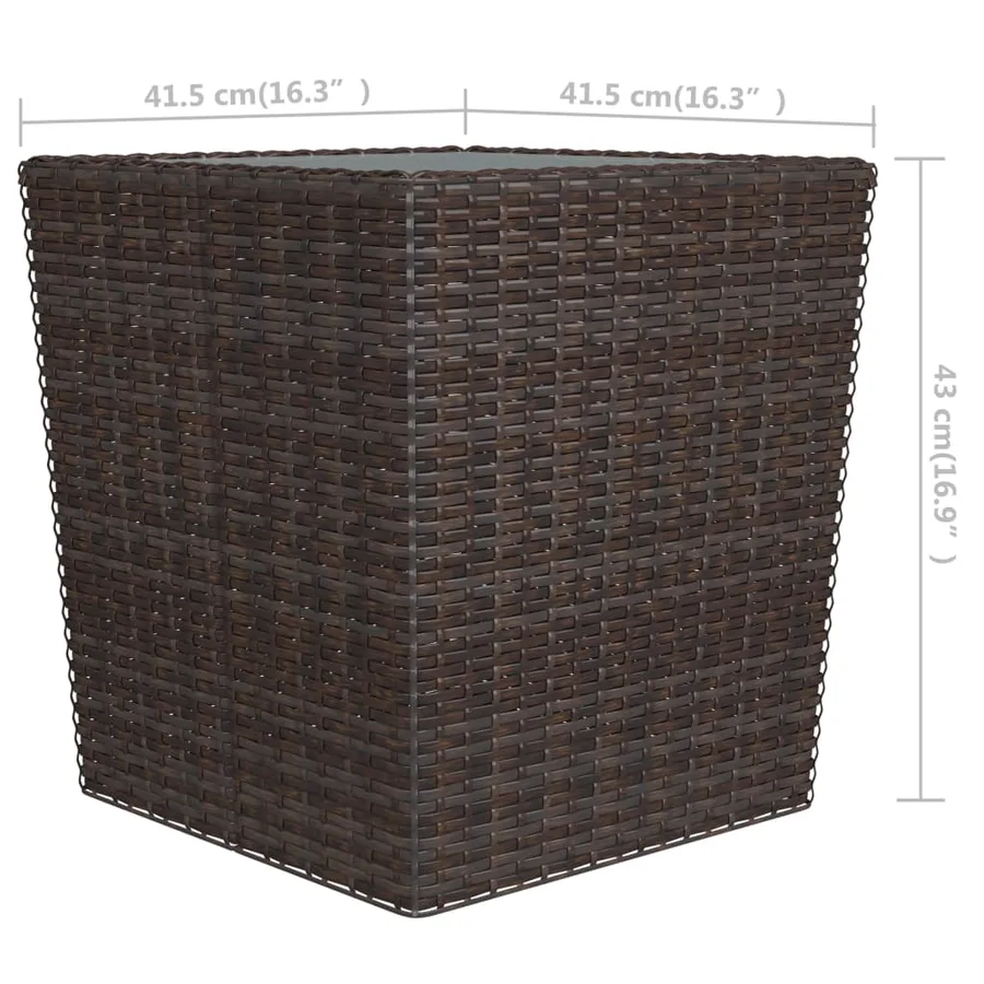 Ensemble de bistro 3 pcs Résine tressée et verre trempé Marron - 14