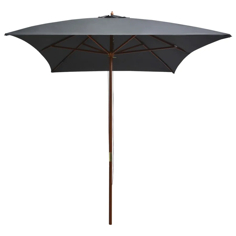 Parasol d'extérieur avec mât en bois 200x300 cm anthracite - 2
