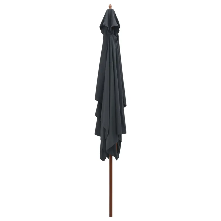 Parasol d'extérieur avec mât en bois 200x300 cm anthracite - 3