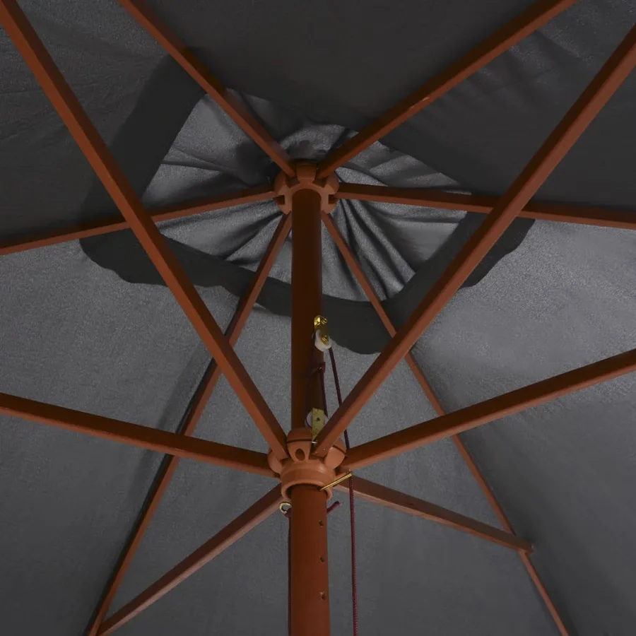 Parasol d'extérieur avec mât en bois 200x300 cm anthracite - 6
