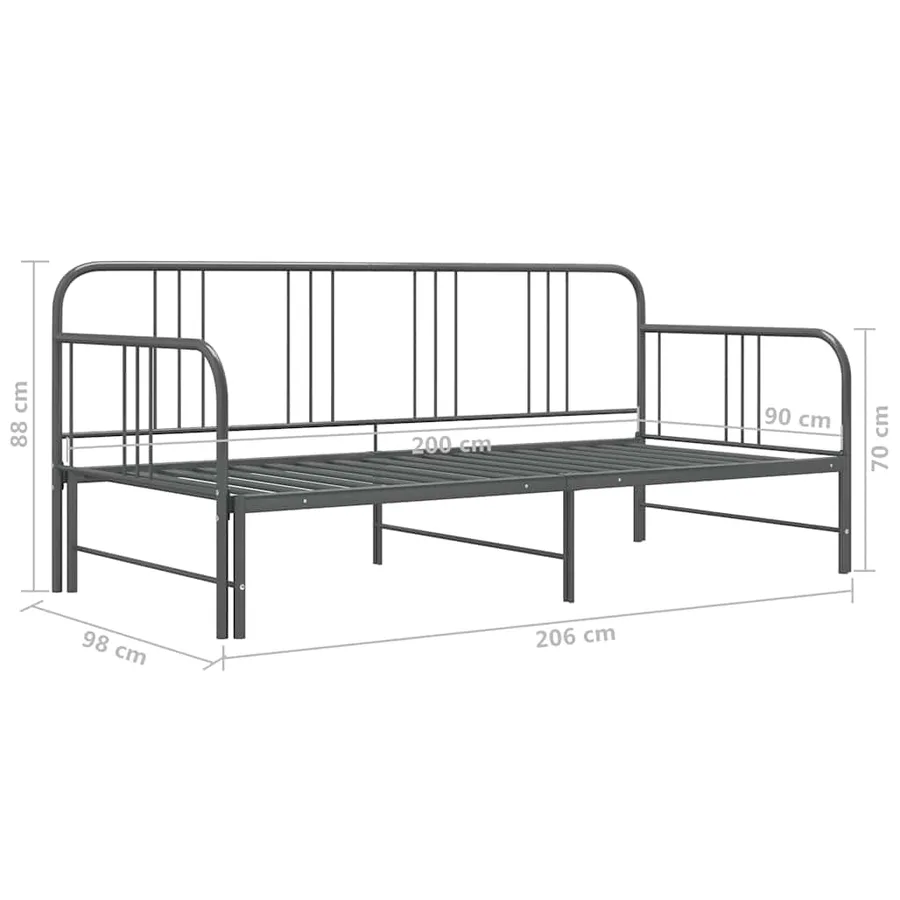 Cadre de canapé-lit extensible sans matelas gris métal 90x200cm - 12