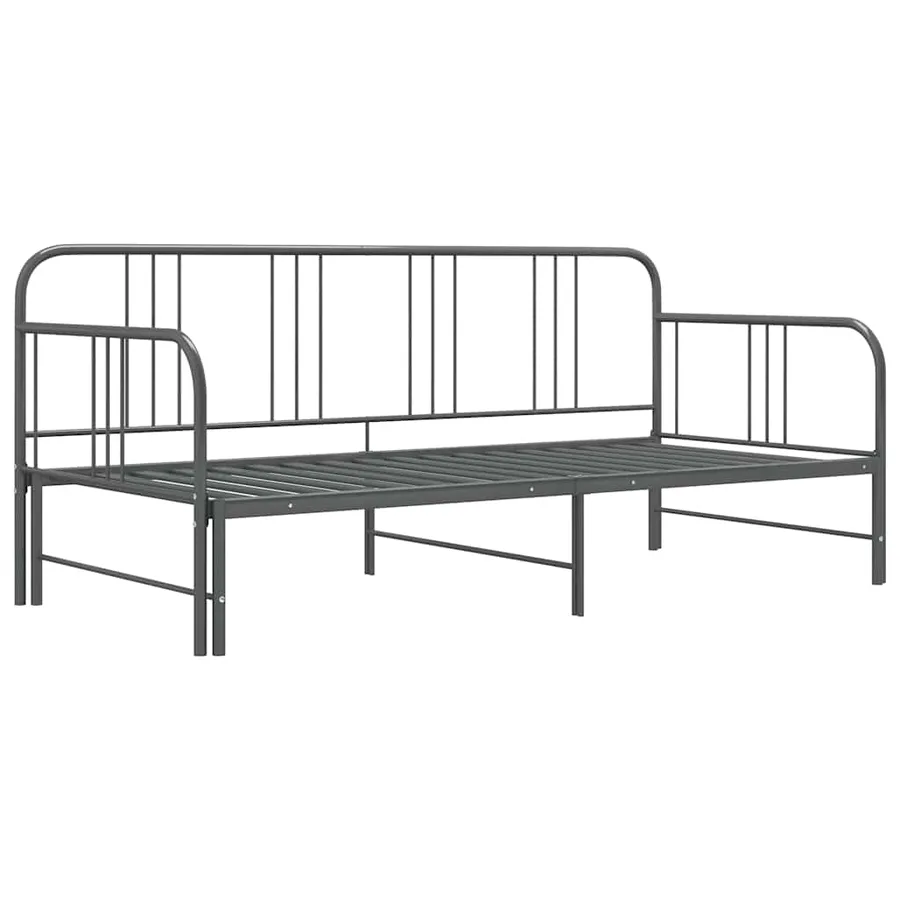 Cadre de canapé-lit extensible sans matelas gris métal 90x200cm - 2