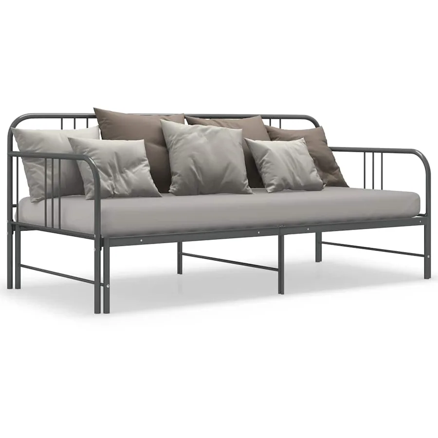 Cadre de canapé-lit extensible sans matelas gris métal 90x200cm - 3