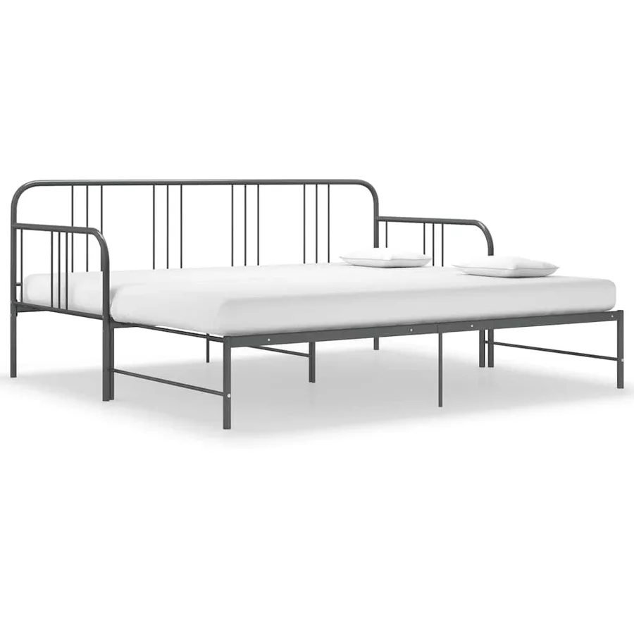 Cadre de canapé-lit extensible sans matelas gris métal 90x200cm - 4
