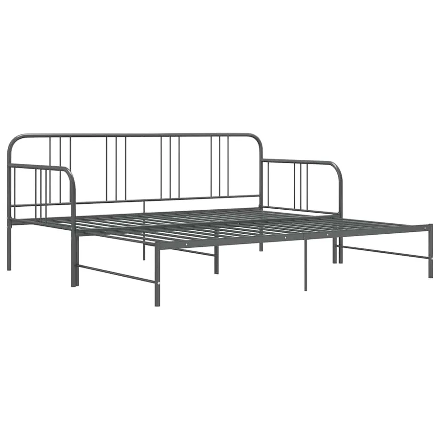 Cadre de canapé-lit extensible sans matelas gris métal 90x200cm - 5