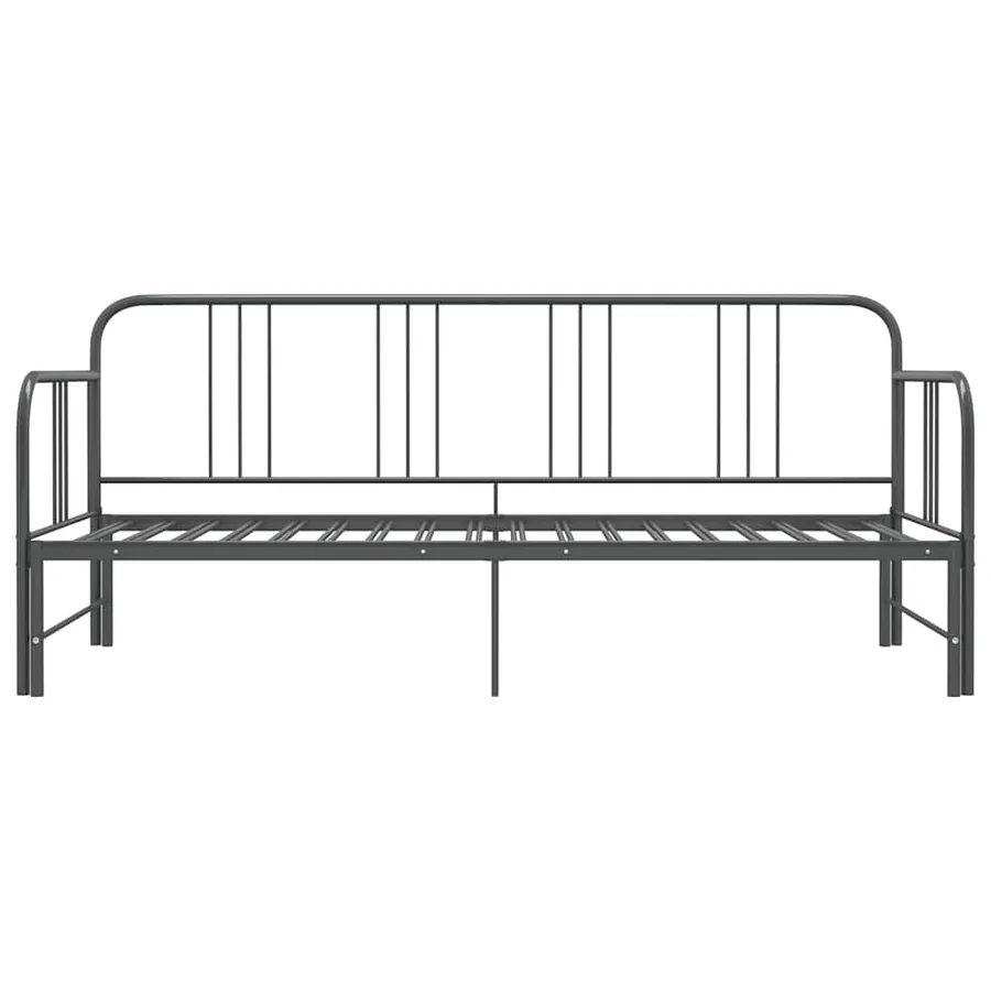 Cadre de canapé-lit extensible sans matelas gris métal 90x200cm - 6