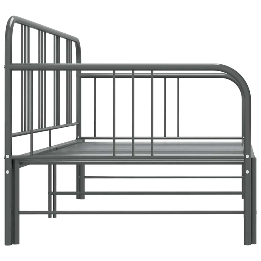 Cadre de canapé-lit extensible sans matelas gris métal 90x200cm - 7