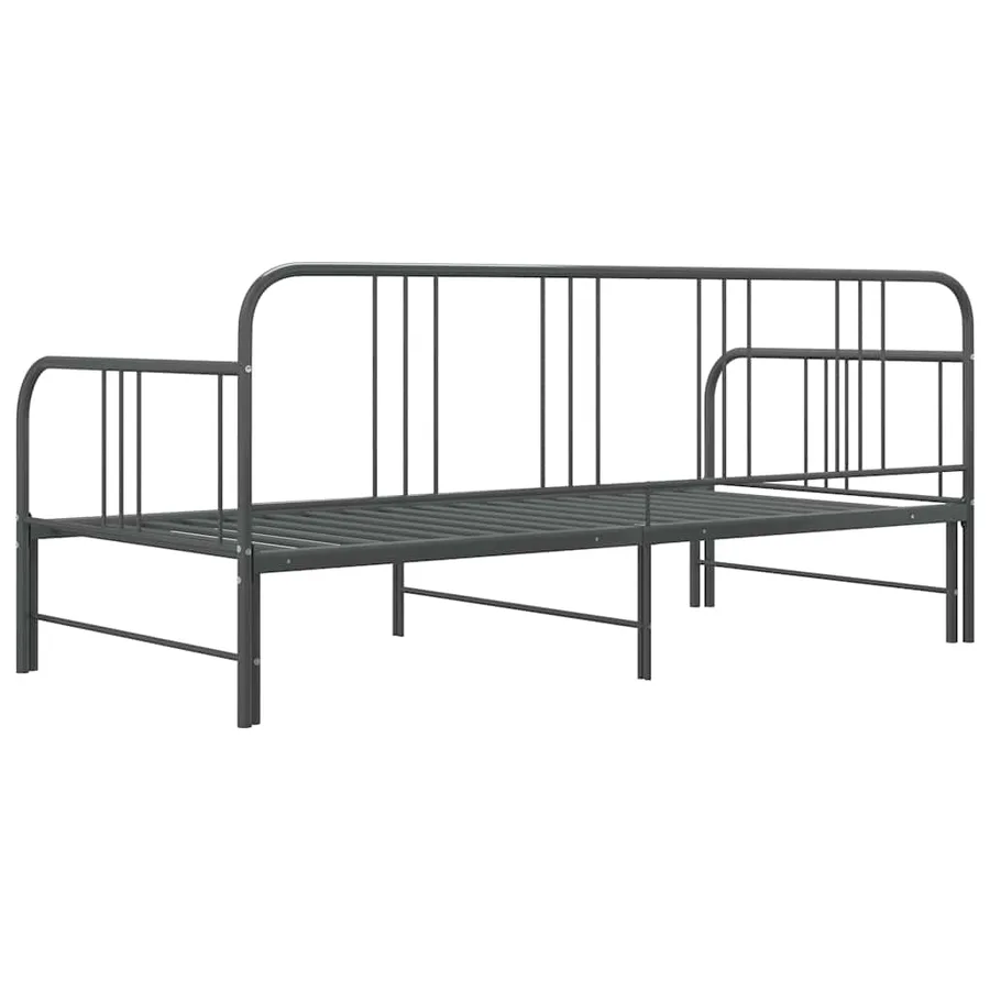 Cadre de canapé-lit extensible sans matelas gris métal 90x200cm - 8