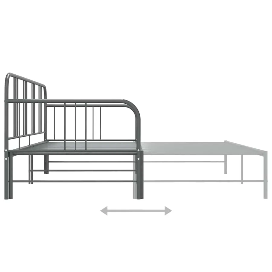 Cadre de canapé-lit extensible sans matelas gris métal 90x200cm - 9