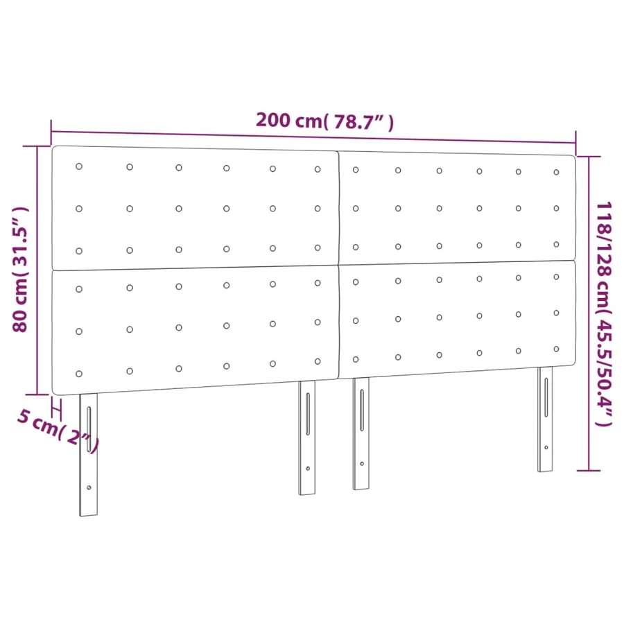 Tête de lit Gris clair 200x5x118/128 cm Tissu - 8