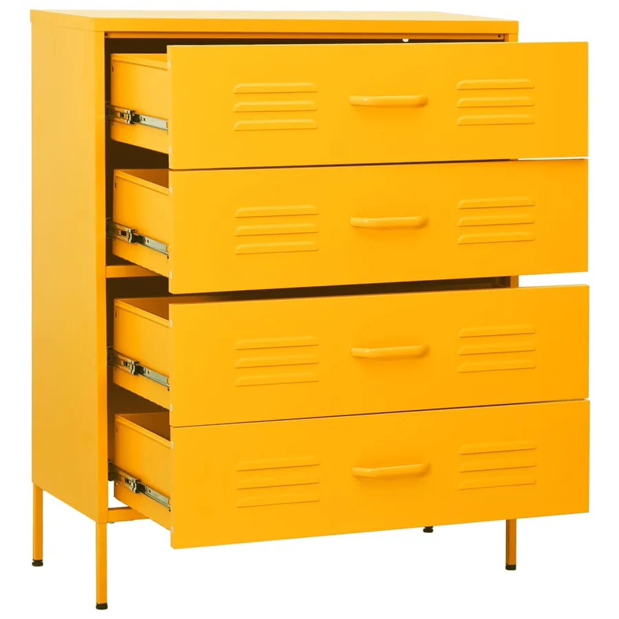 Commode Jaune moutarde 80x35x101,5 cm Acier - 6