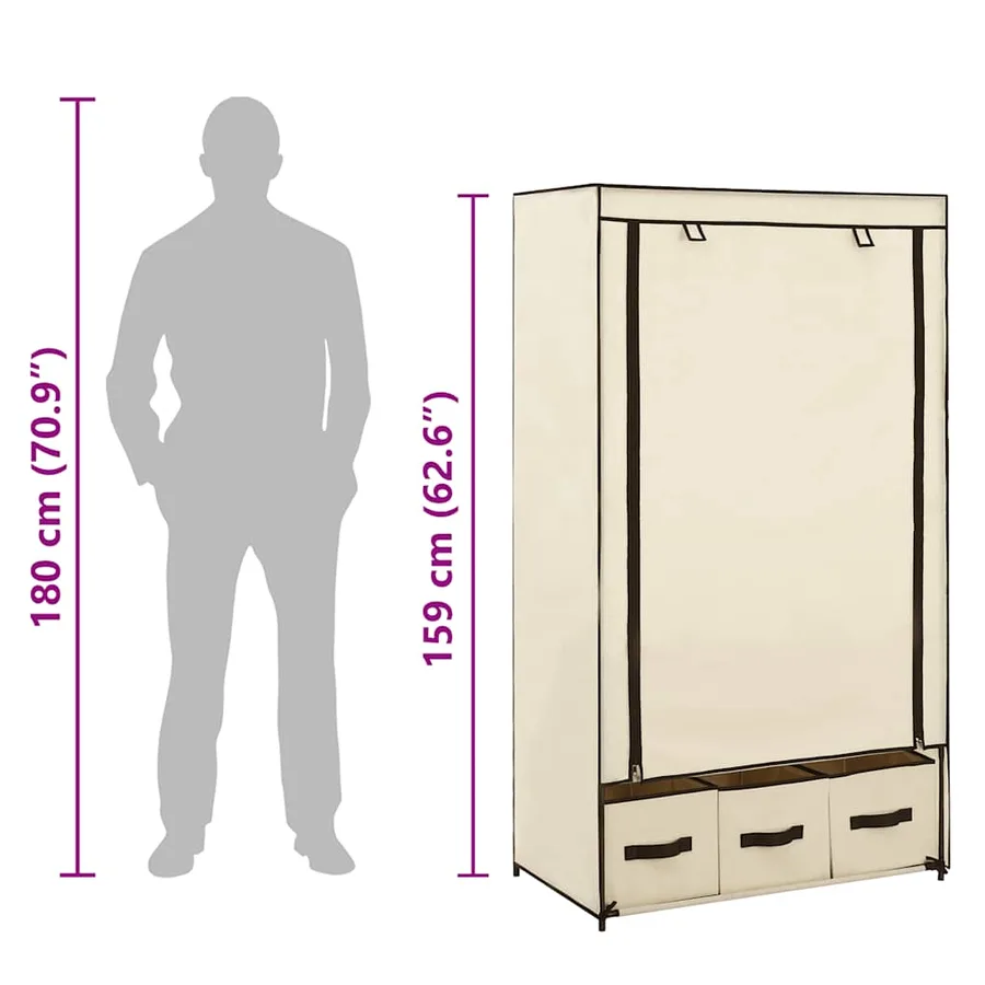 Garde-robe Crème 87 x 49 x 159 cm Tissu - 10