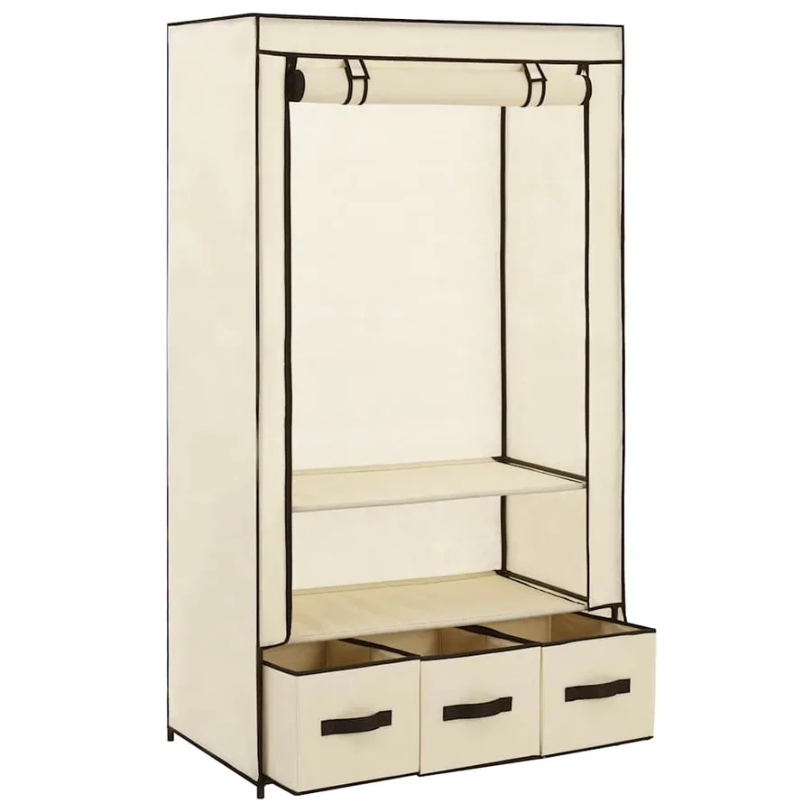 Garde-robe Crème 87 x 49 x 159 cm Tissu - 2
