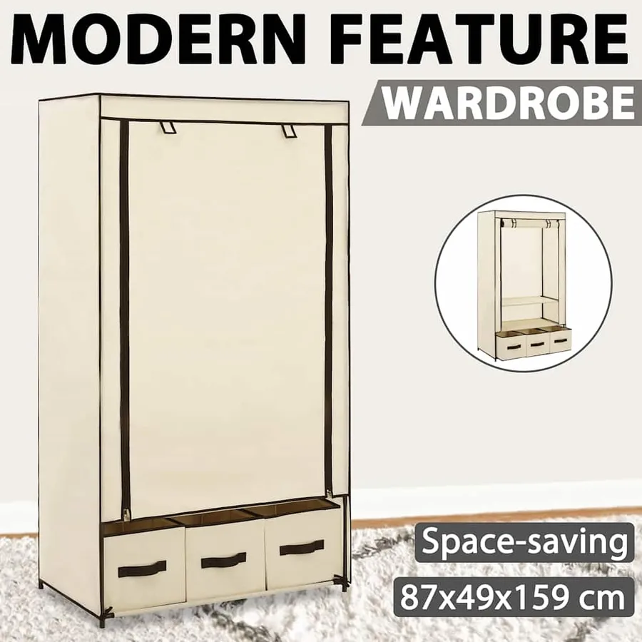 Garde-robe Crème 87 x 49 x 159 cm Tissu - 6