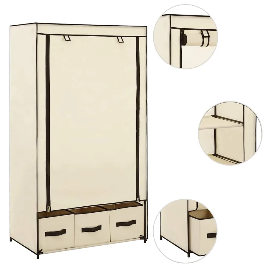 Garde-robe Crème 87 x 49 x 159 cm Tissu - 7