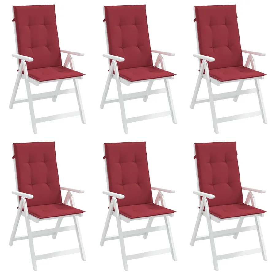 Coussins de chaise de jardin à dossier haut lot de 6 bordeaux - 4