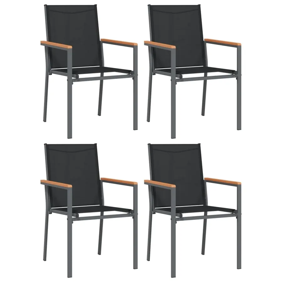 Ensemble à manger de jardin 5 pcs noir textilène et acier - 4