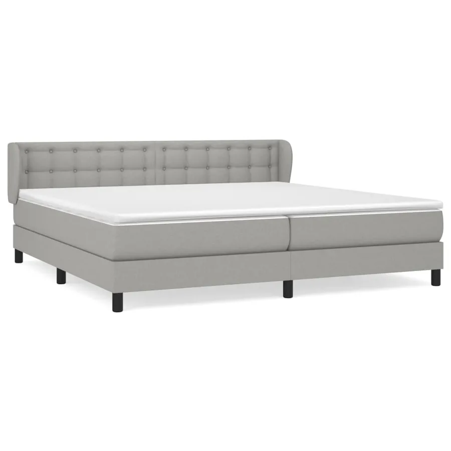 Sommier à lattes de lit avec matelas Gris clair 200x200cm Tissu - 2