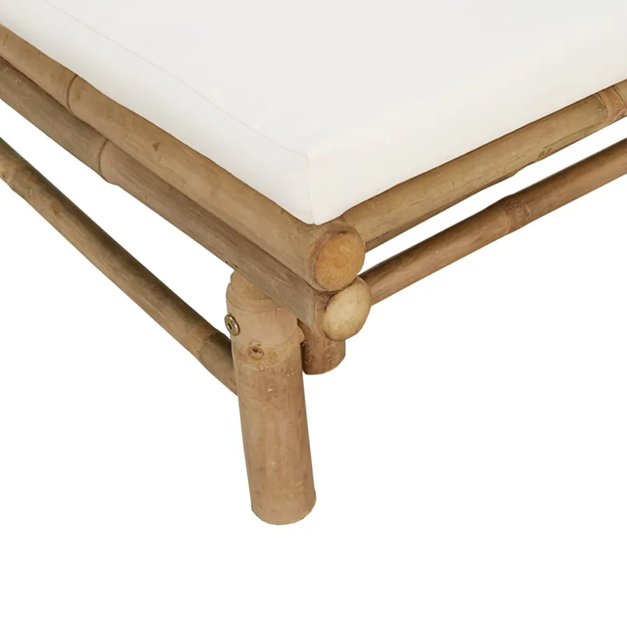 Salon de jardin 5 pcs avec coussins blanc crème bambou - 6