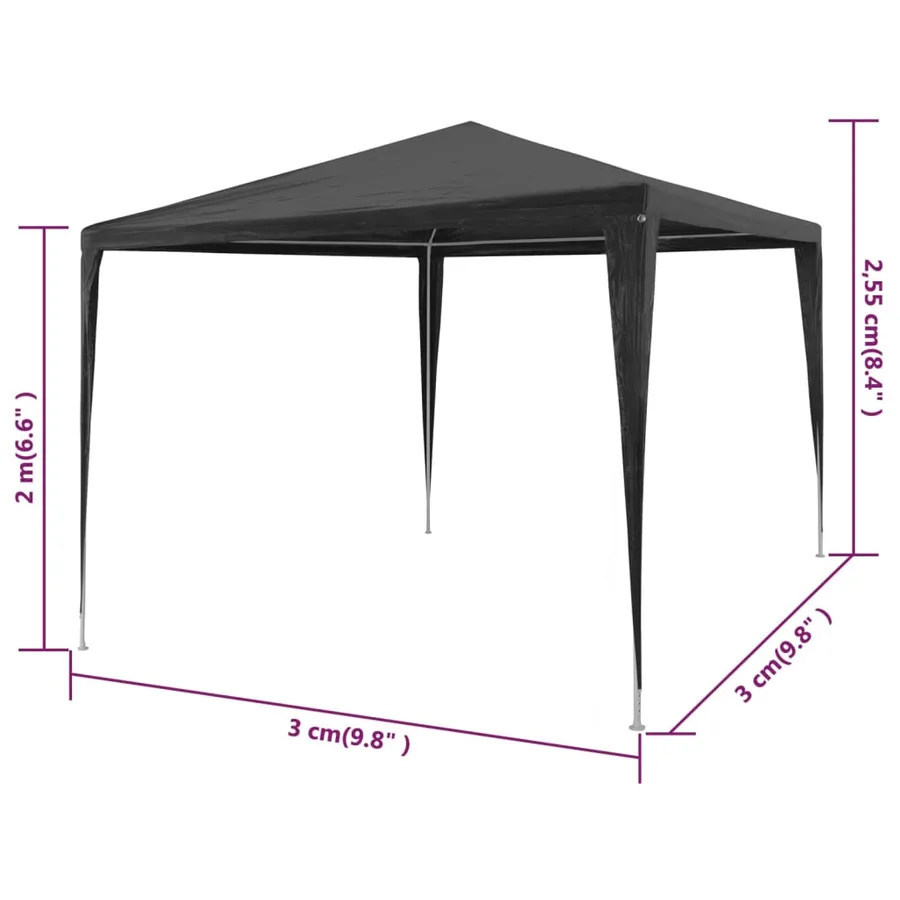 Tente de réception 3x3 m PE Anthracite - 6