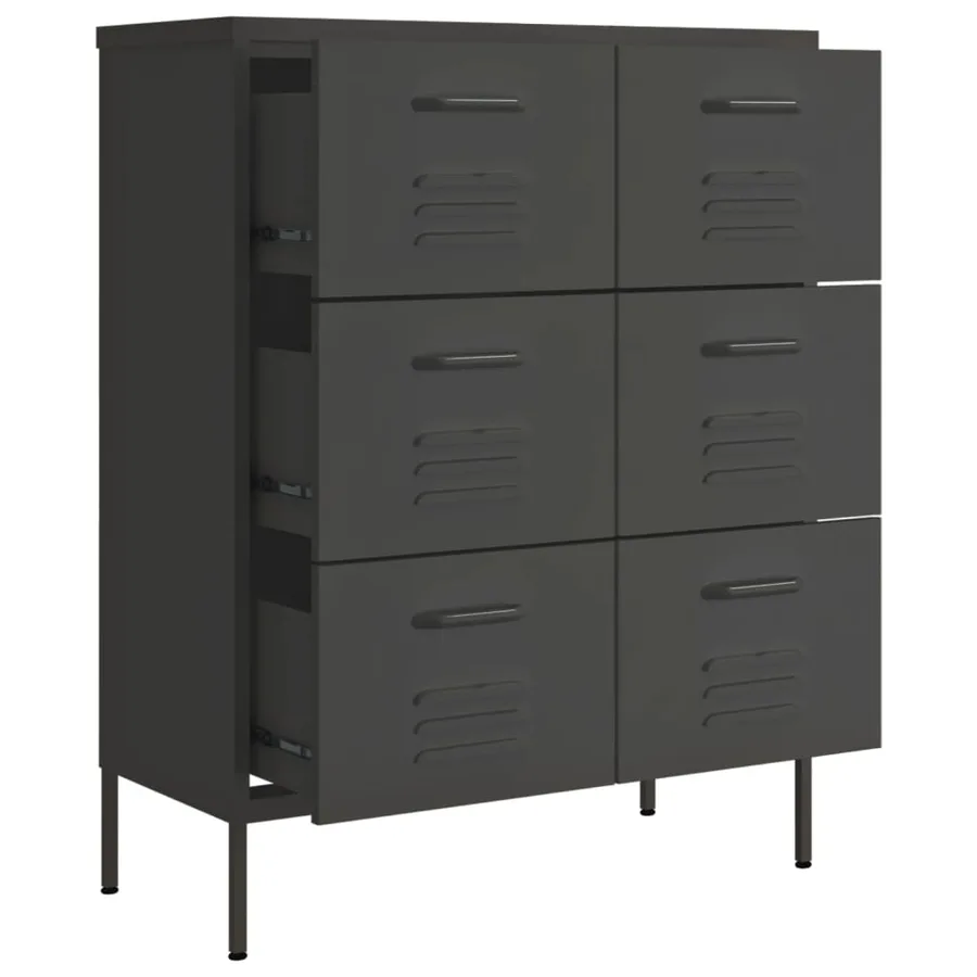 Armoire à tiroirs Anthracite 80x35x101,5 cm Acier - 6