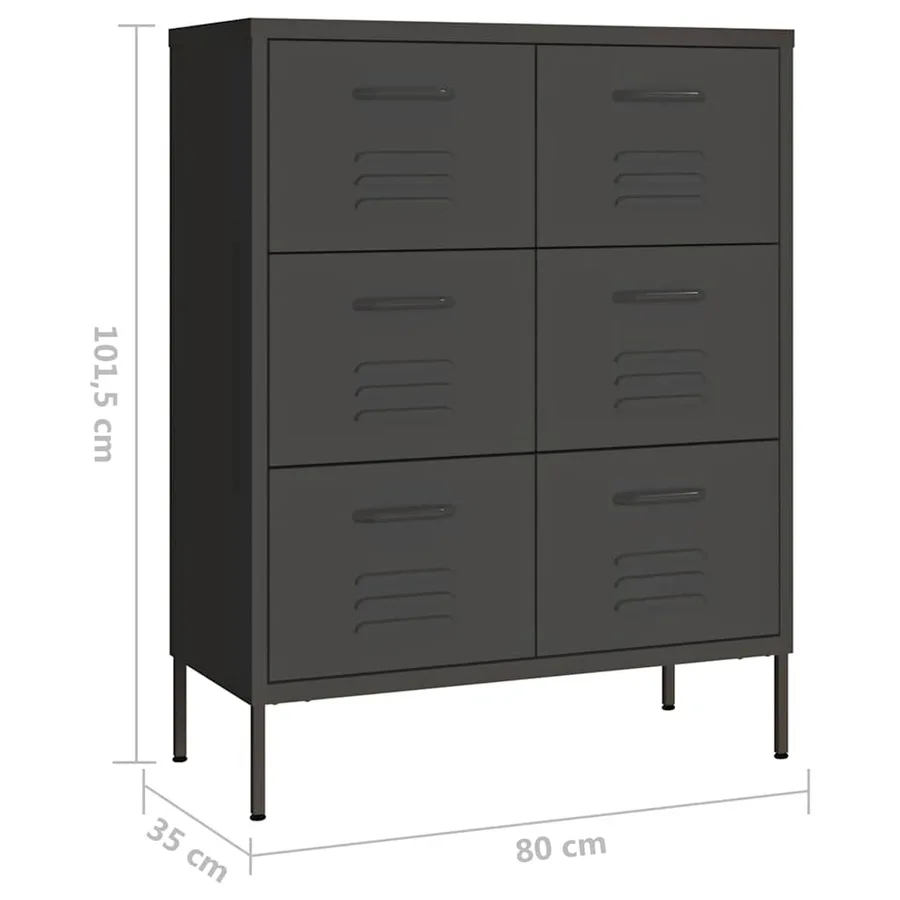 Armoire à tiroirs Anthracite 80x35x101,5 cm Acier - 9