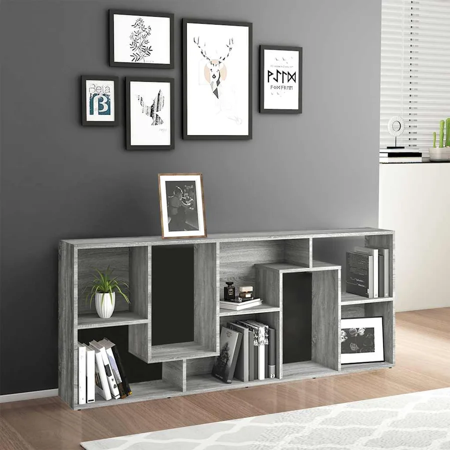 Bibliothèque Sonoma gris 67x24x161 cm Bois d'ingénierie - 10