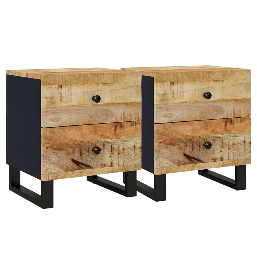 Tables de chevet 2 pcs 40x33x46 cm Bois de manguier solide - 2