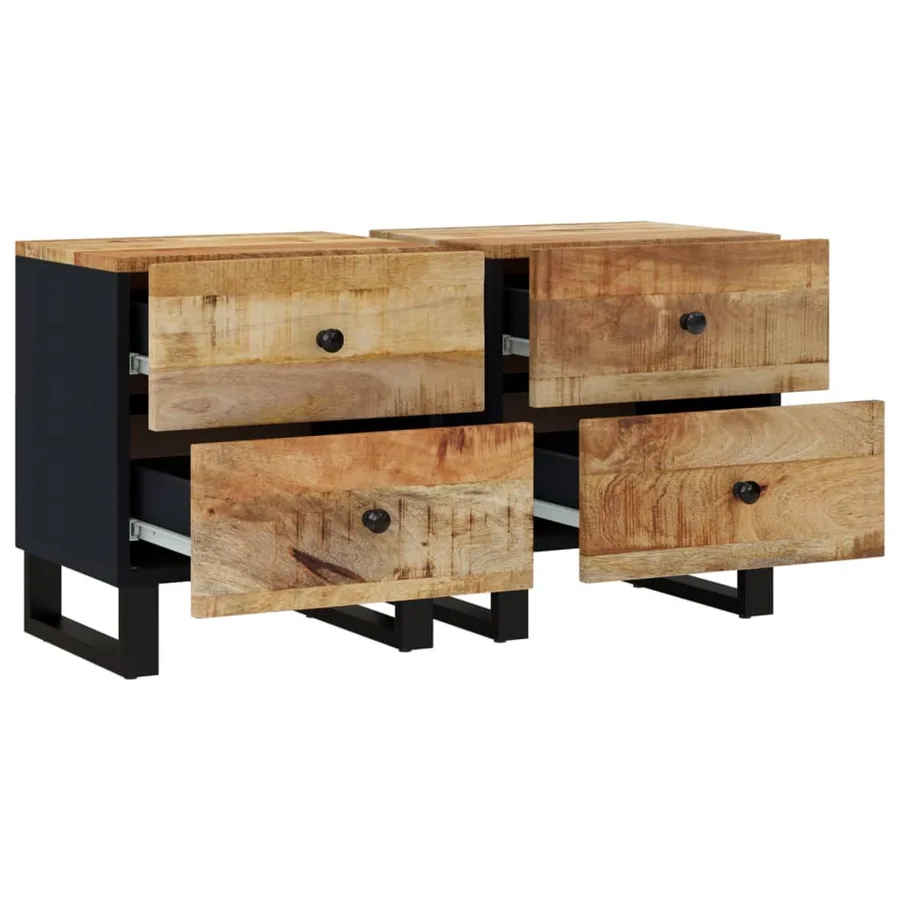 Tables de chevet 2 pcs 40x33x46 cm Bois de manguier solide - 8