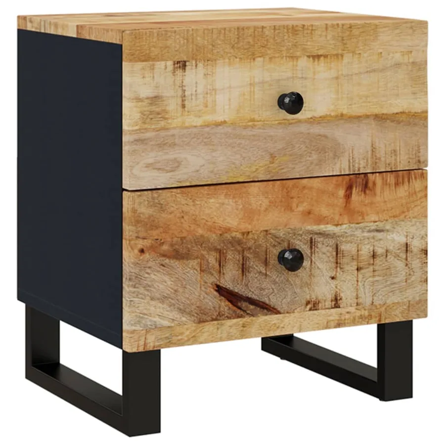 Tables de chevet 2 pcs 40x33x46 cm Bois de manguier solide - 9