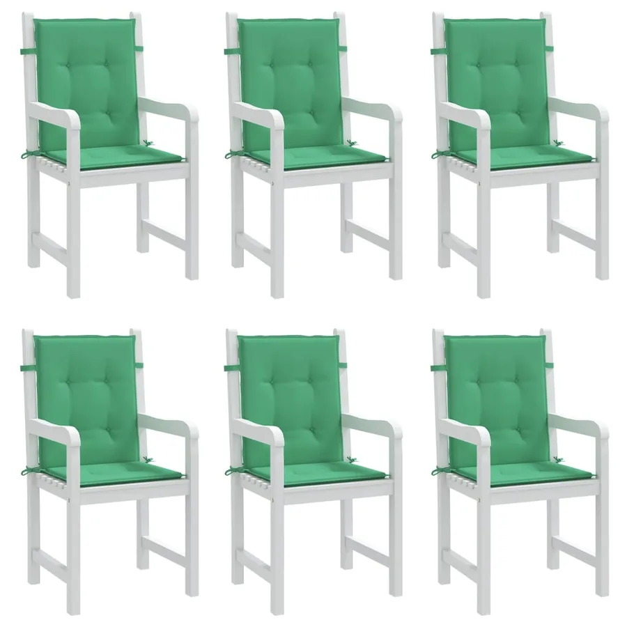 Coussins de chaise de jardin à dossier bas lot de 6 vert - 4