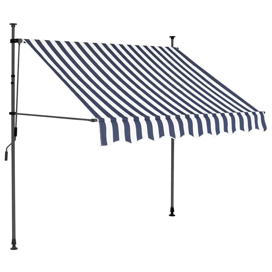 Auvent manuel rétractable avec LED 150 cm Bleu et blanc - 2