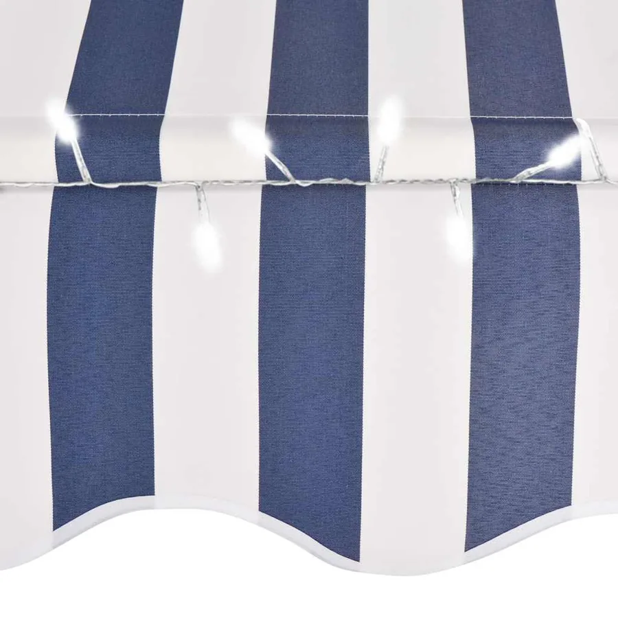 Auvent manuel rétractable avec LED 150 cm Bleu et blanc - 5