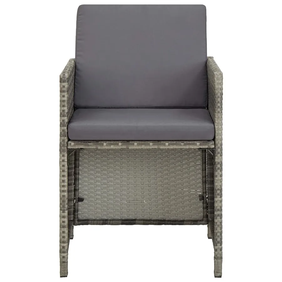 Ensemble à manger d'extérieur 5pcs coussins résine tressée gris - 12