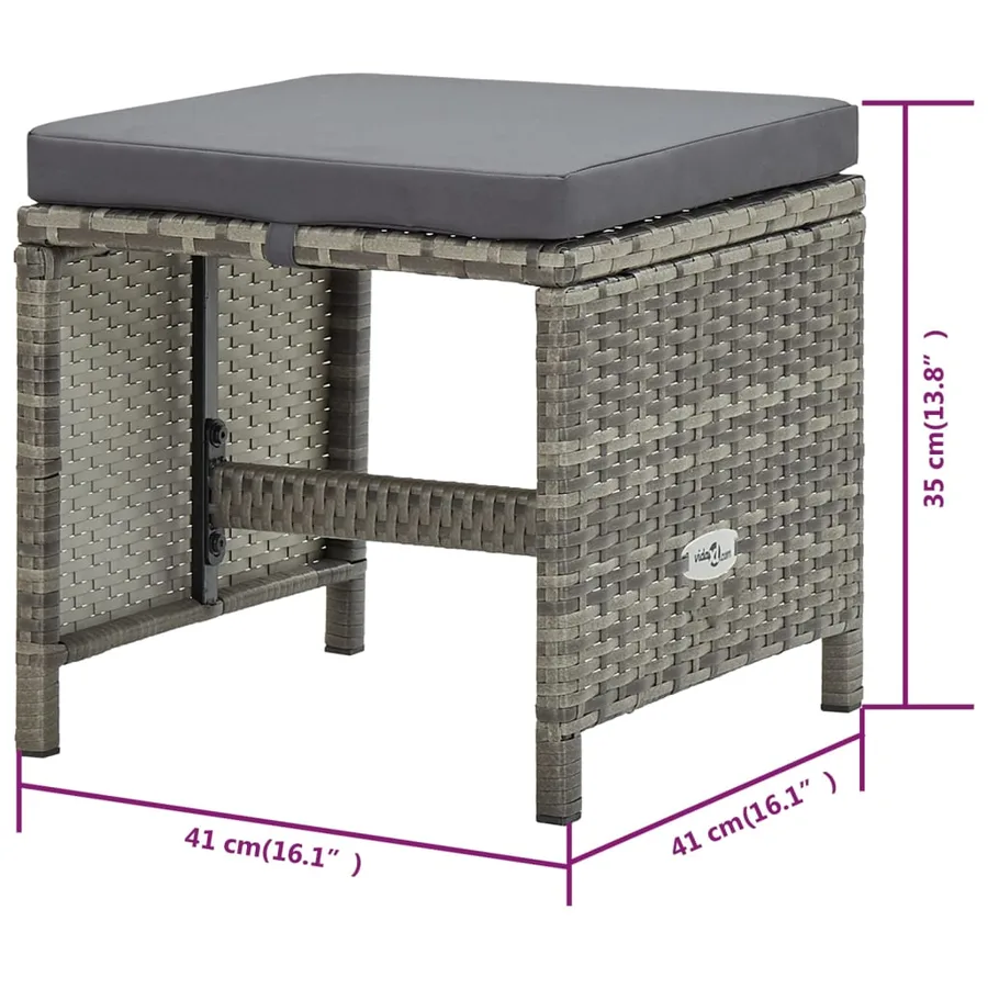 Ensemble à manger d'extérieur 5pcs coussins résine tressée gris - 18