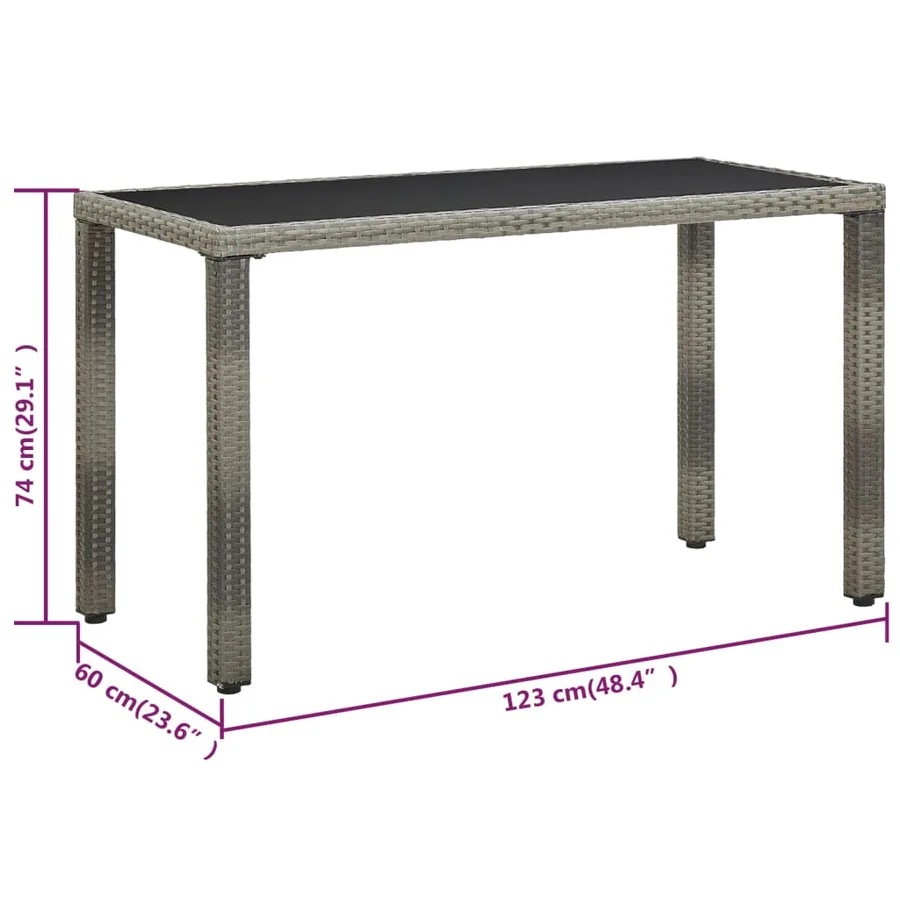 Ensemble à manger d'extérieur 5pcs coussins résine tressée gris - 19