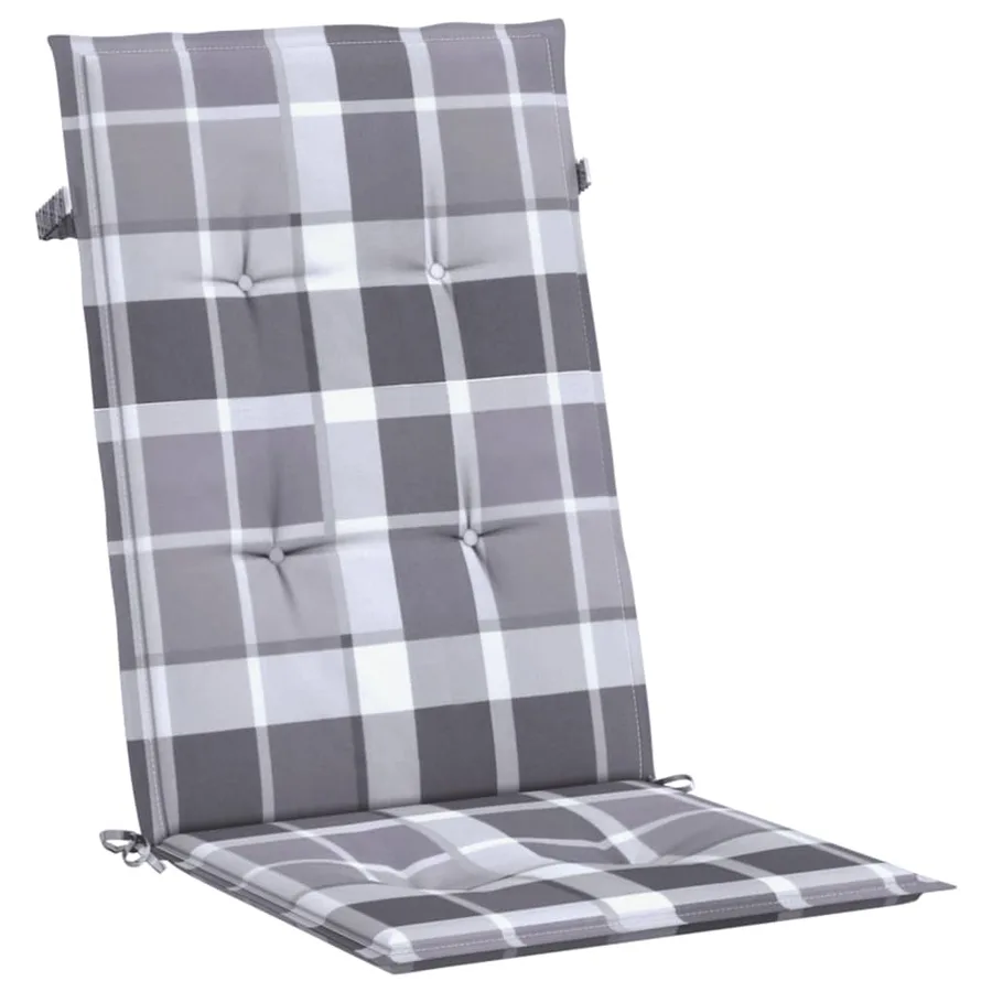 Coussins de chaise jardin à dossier haut lot de 4 carreaux gris - 5