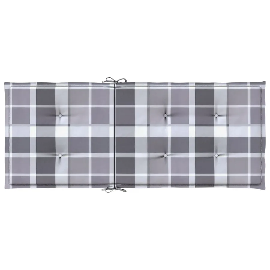 Coussins de chaise jardin à dossier haut lot de 4 carreaux gris - 7