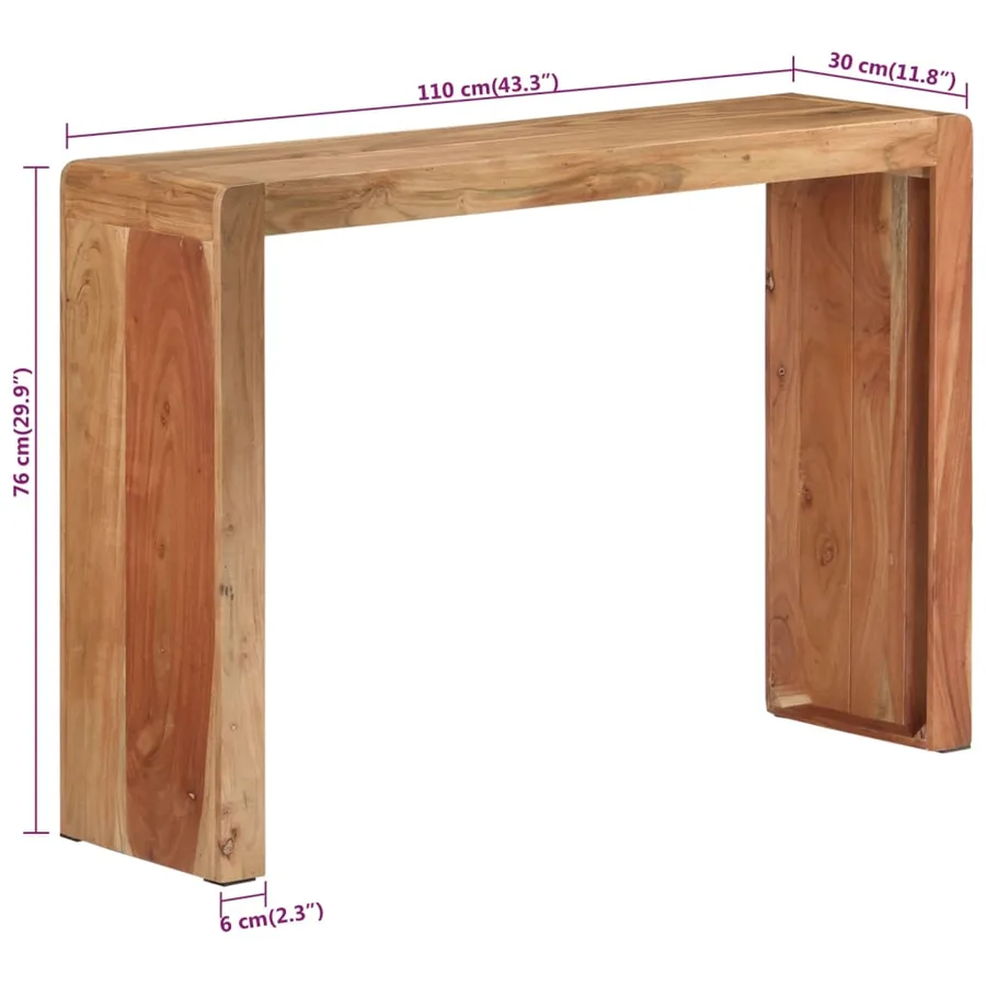 Table console 110x30x76 cm bois massif d'acacia - 7