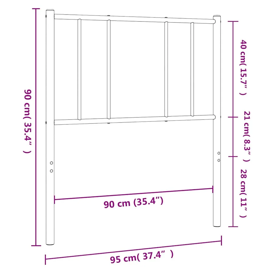 Tête de lit de remplacement métal noir 90 cm - 7