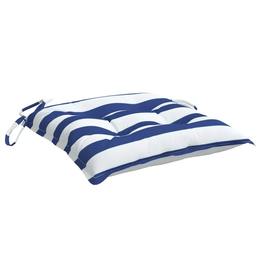 Coussins de chaise lot de 4 rayures bleues blanches 40x40x7 cm - 5