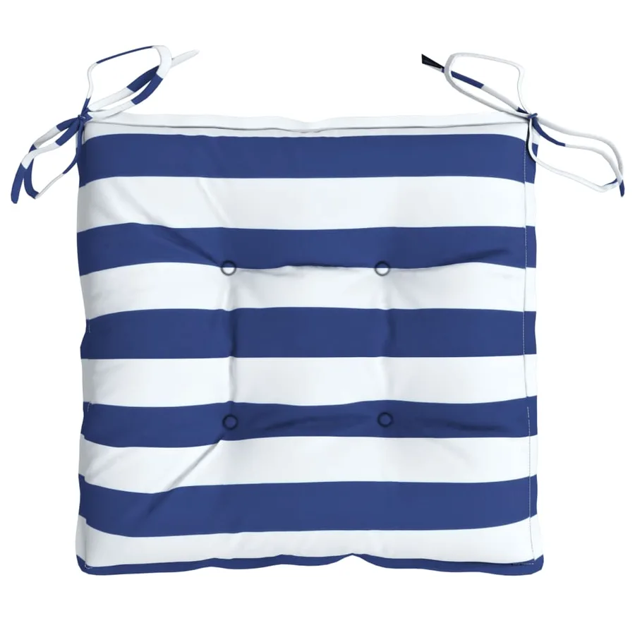 Coussins de chaise lot de 4 rayures bleues blanches 40x40x7 cm - 6
