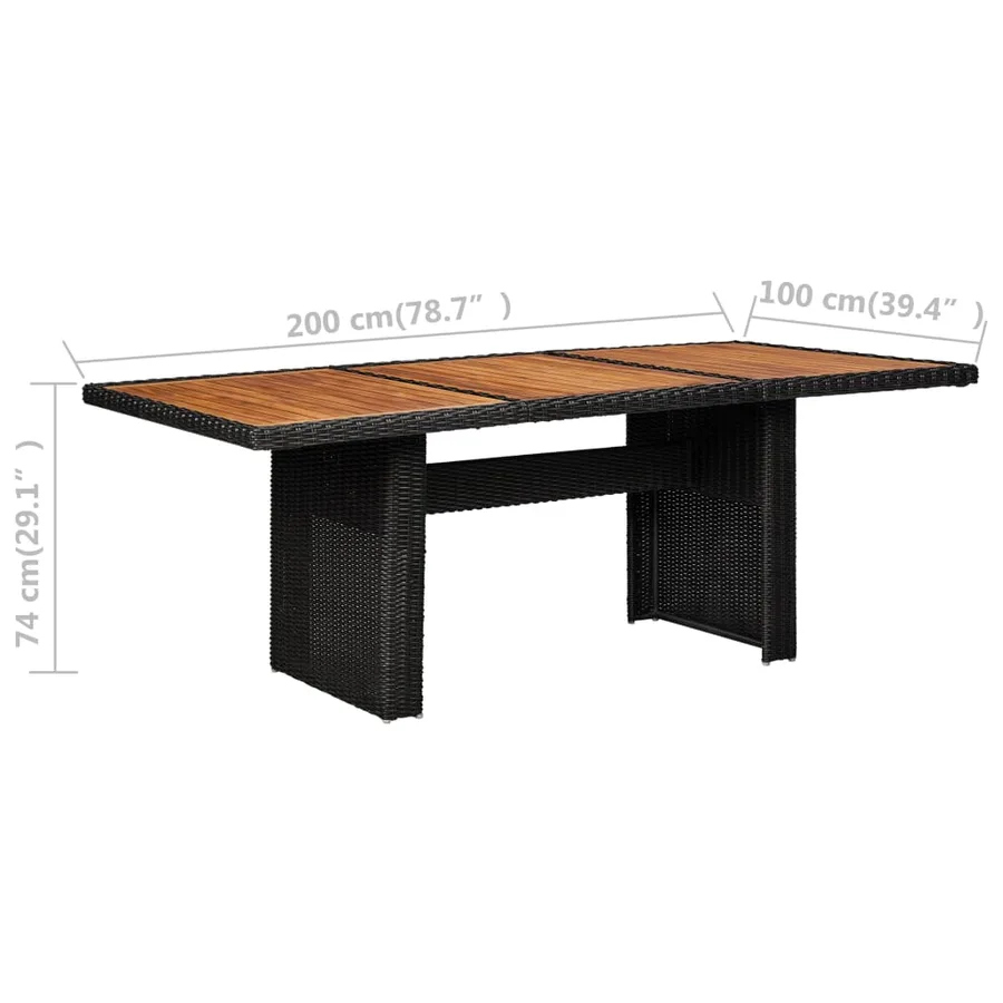 Ensemble à manger d'extérieur 9pcs coussins résine tressée noir - 8