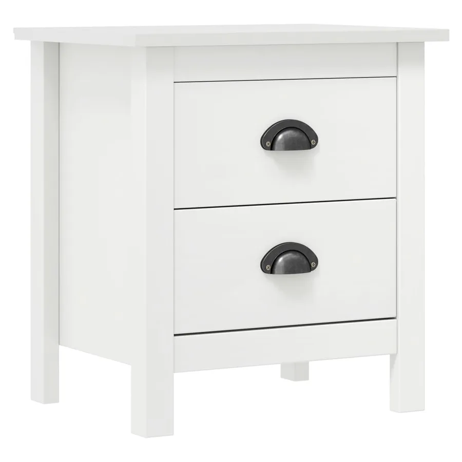 Tables de chevet Hill 2 pcs Blanc 46x35x49,5 cm Bois pin solide - 2