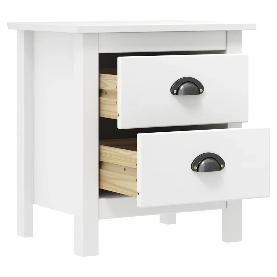 Tables de chevet Hill 2 pcs Blanc 46x35x49,5 cm Bois pin solide - 4