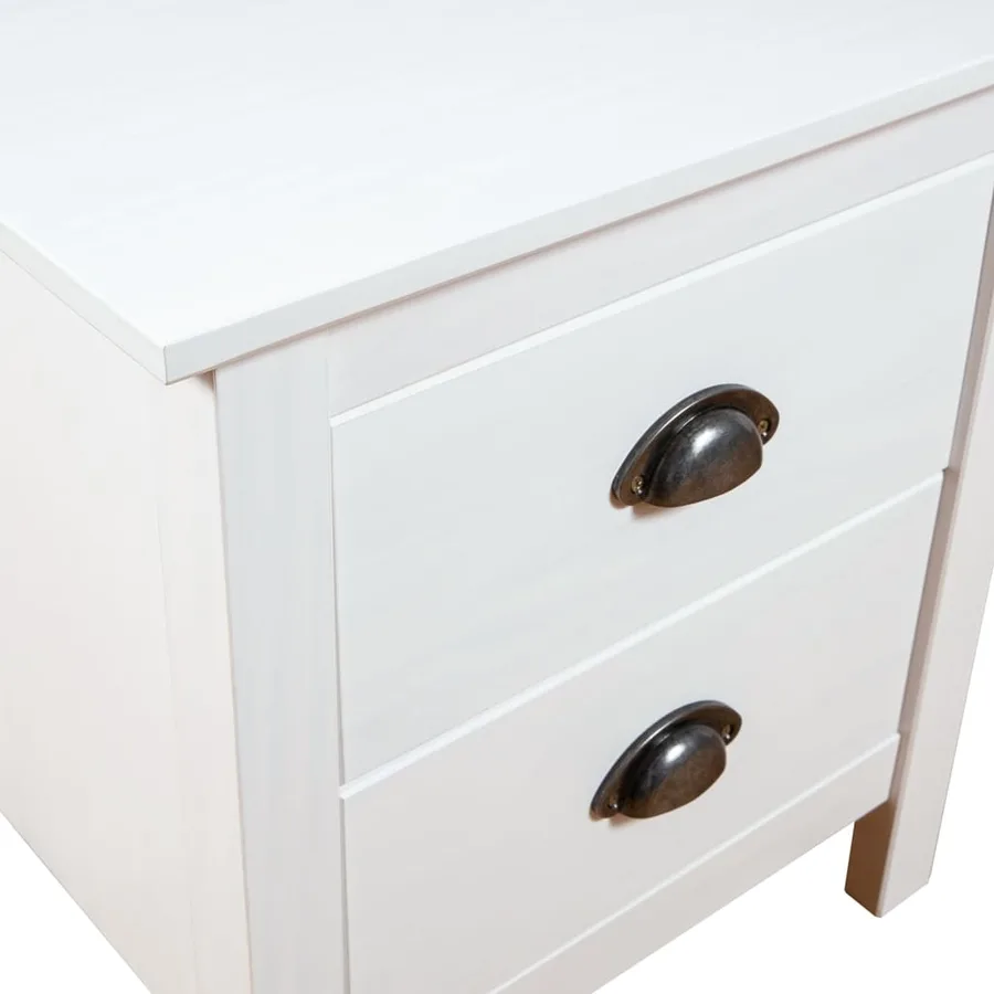 Tables de chevet Hill 2 pcs Blanc 46x35x49,5 cm Bois pin solide - 7