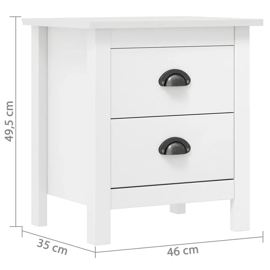 Tables de chevet Hill 2 pcs Blanc 46x35x49,5 cm Bois pin solide - 8